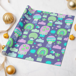 Kinder Happy Birthday Paars roze kalveren Cadeaupapier