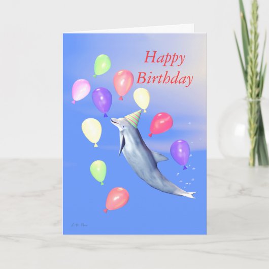 Kinder Happy Birthday Party Dolphin Kaart (Voorkant)