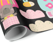 Kinder Happy Birthday Pastel Colors Cute Animals Cadeaupapier (Rol Hoek)