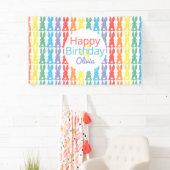 Kinder Happy Birthday Rainbow Bunny gepersonalisee Spandoek (Insitu)