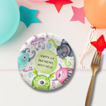 Kinder Happy Birthday Schattige Monsters Party Papieren Kommen<br><div class="desc">Deze monsterthema papieren schalen zijn ideaal om je feestje in te serveren. Ze zijn voorzien van schattige waterverf monsters en het centrum kan worden gepersonaliseerd met de opname van de feestdetails van je kleintje.</div>
