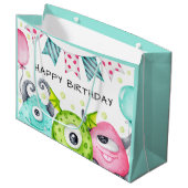 Kinder Happy Birthday Schattigee Monsters Groot Cadeauzakje (Voorkant Gekanteld)