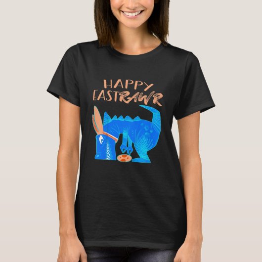 Kinder Happy Eastrawr Cute Trex Dinosaur Pap Bunn T-shirt (Voorkant)