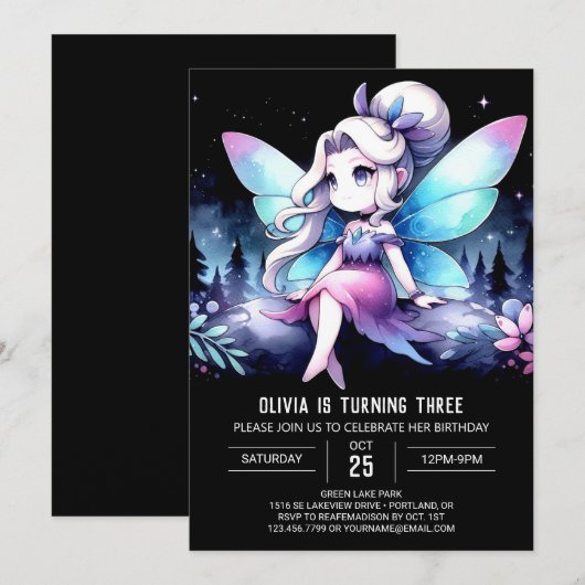 Kinder Happy Fairy Birthday Kaart (Voorkant / Achterkant)