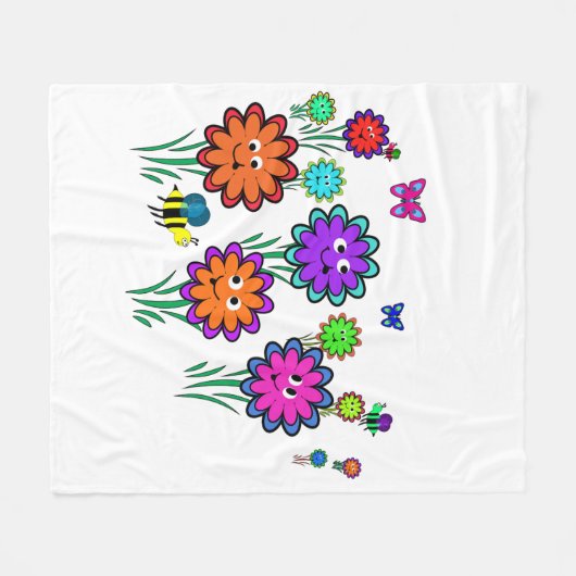 Kinder Happy Flower Fleece Deken (Voorkant (Horizontaal))