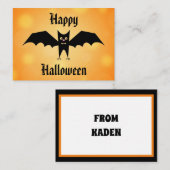 Kinder Happy Halloween Cute Black Bat Notitiekaartje (Voorkant / Achterkant)