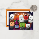 Kinder Happy Halloween Cute Cartoon Monsters Notitiekaartje (Voorkant / Achterkant in situ)