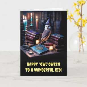 Kinder Happy Halloween Magische Uil en Boeken Kaar Kaart