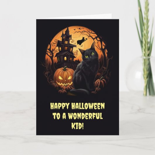 Kinder Happy Halloween met Black Cats Pompoenen Kaart (Voorkant)