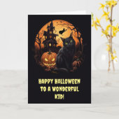 Kinder Happy Halloween met Black Cats Pompoenen Kaart (Gele Bloem)