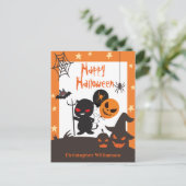 Kinder Happy Halloween Oranje Zwart Briefkaart (Staand voorkant)