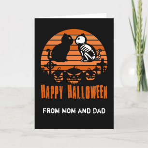 Kinder Happy Halloween Skeletenkat Retro Sunset Kaart