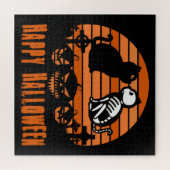 Kinder Happy Halloween Skeletenkat Retro Sunset Legpuzzel (Horizontaal)