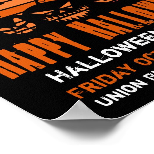 Kinder Happy Halloween Skeletenkat Retro Sunset Poster (Hoek)