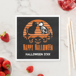Kinder Happy Halloween Skeletenkat Retro Sunset Servet