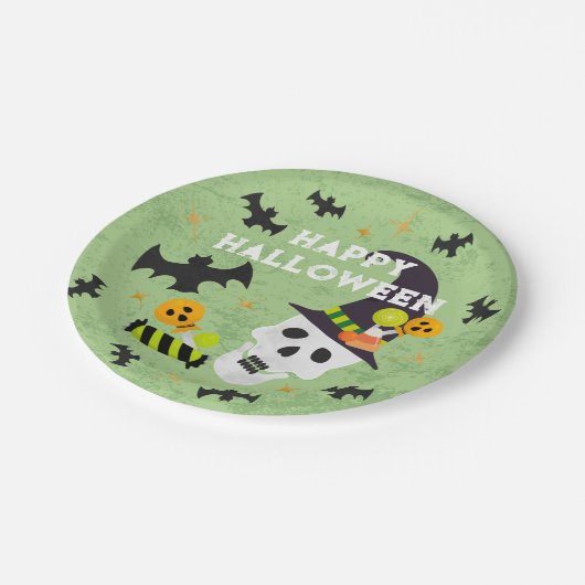 Kinder Happy Halloween Skull Party Borden Papieren Bordje (Gekanteld)