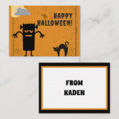 Kinder Happy Halloween Spooky Monster Notitiekaartje (Voorkant / Achterkant)