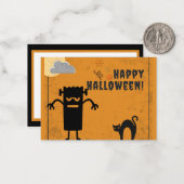 Kinder Happy Halloween Spooky Monster Notitiekaartje (Voorkant / Achterkant in situ)