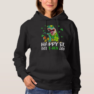 Kinder Happy St Pat T Rex Day Dino Saurus St Patri Hoodie