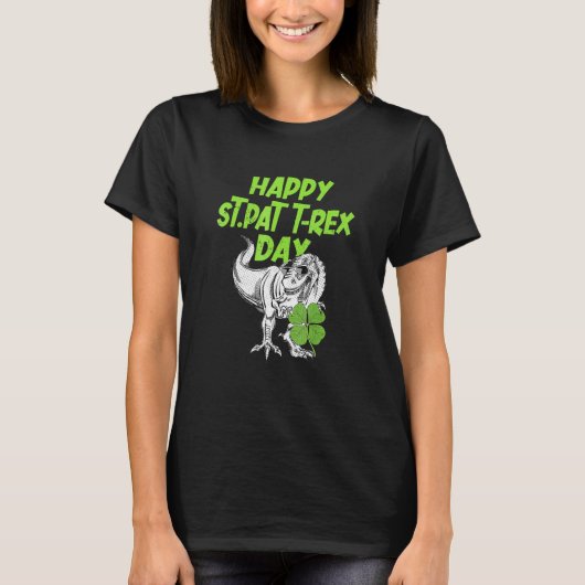 Kinder Happy St Pat T rex Day Funny St Patricks Da T-shirt (Voorkant)