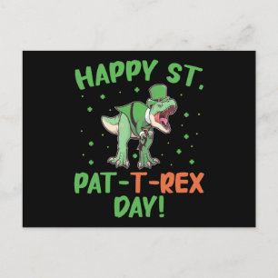 Kinder Happy St Pat Trex Day Dino St Patricks Day Briefkaart