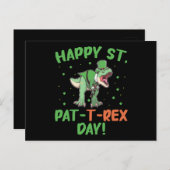 Kinder Happy St Pat Trex Day Dino St Patricks Day Briefkaart (Voorkant / Achterkant)