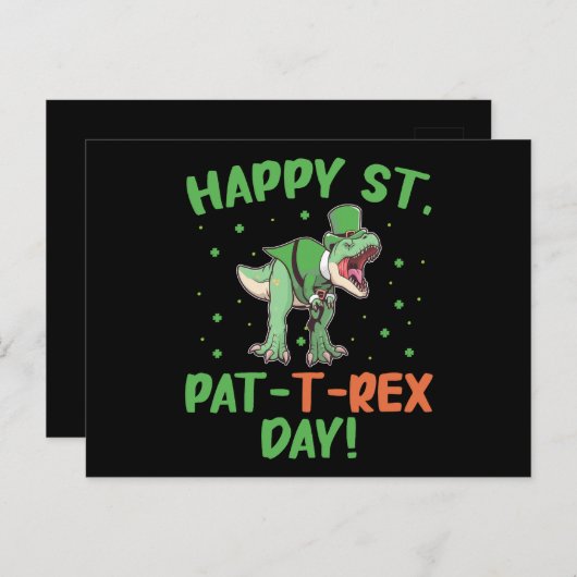 Kinder Happy St Pat Trex Day Dino St Patricks Day Briefkaart (Voorkant / Achterkant)