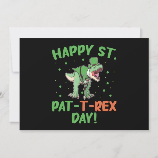 Kinder Happy St Pat Trex Day Dino St Patricks Day Feestdagenkaart (Voorkant)
