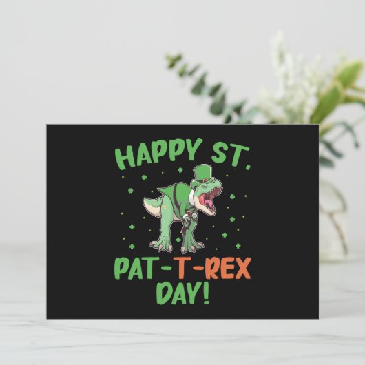 Kinder Happy St Pat Trex Day Dino St Patricks Day Feestdagenkaart (Staand voorkant)