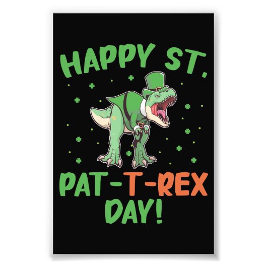 Kinder Happy St Pat Trex Day Dino St Patricks Day Foto Afdruk (Voorkant)