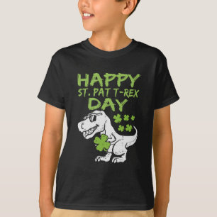 Kinder Happy St Pat Trex Day Dino St Patricks Day T-shirt