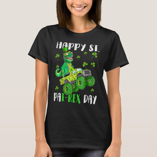 Kinder Happy St Pat Trex Day Dino St Patricks Day T-shirt (Voorkant)