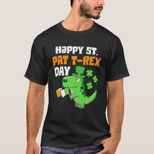Kinder Happy St Pat Trex Day Dinosaur St Patricks  T-shirt (Voorkant)