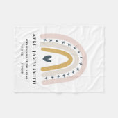 KINDER HART BLUSH BLUE RAINBOW BABY BIRTH STATS FLEECE DEKEN (Voorkant (Horizontaal))