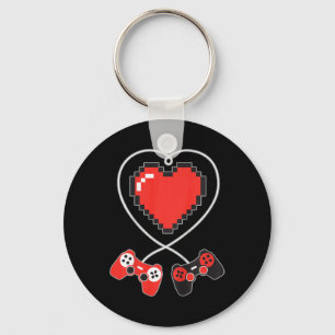 Kinder Hart Pixel Art Video-game Controller Valent Sleutelhanger