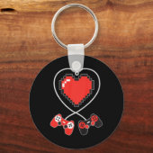 Kinder Hart Pixel Art Video-game Controller Valent Sleutelhanger (Voorkant)