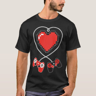 Kinder Hart Pixel Art Video-game Controller Valent T-shirt