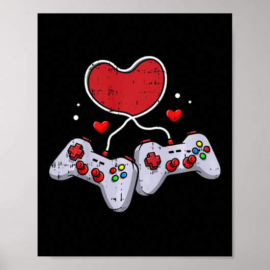 Kinder Hart Video-spel Controller Valentijnsdag Co Poster (Voorkant)