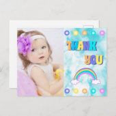 Kinder Hartelijk dank regenboogretrokleurig Briefkaart (Voorkant / Achterkant)