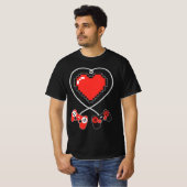 Kinder hartpixel-videogame-controller Valenti T-shirt (Voorkant volledig)