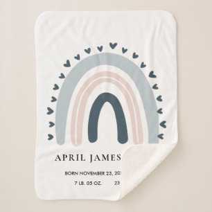 KINDER HARTS BLUSH BLUE RAINBOW BABY BIRTH STATS SHERPA DEKEN
