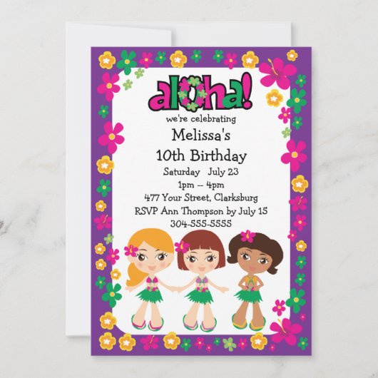 Kinder Hawaiian Luau Kaart (Voorkant)
