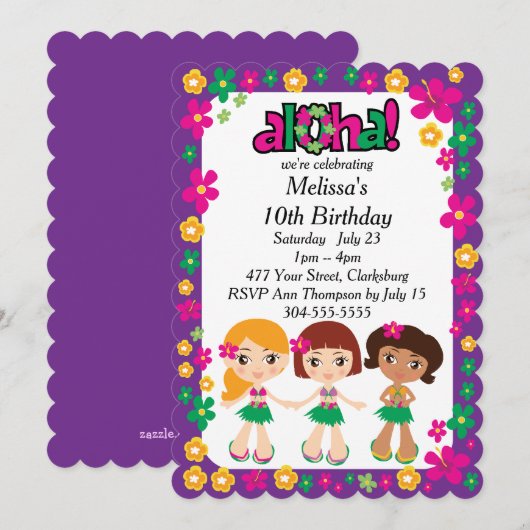 Kinder Hawaiian Luau Kaart (Voorkant / Achterkant)