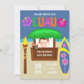 Kinder Hawaiian Luau Partij foto Uitnodiging (Voorkant)