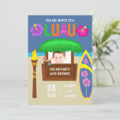 Kinder Hawaiian Luau Partij foto Uitnodiging (Staand voorkant)