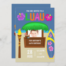 Kinder Hawaiian Luau Partij foto Uitnodiging