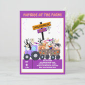 Kinder Hayride Boerderij Halloween Tractor Party Kaart (Staand voorkant)
