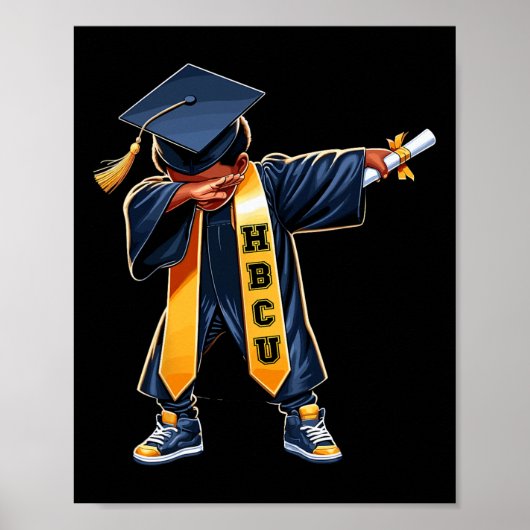 Kinder HBCU Funny Boys Afstudeerder Dabbing Afstud Poster (Voorkant)