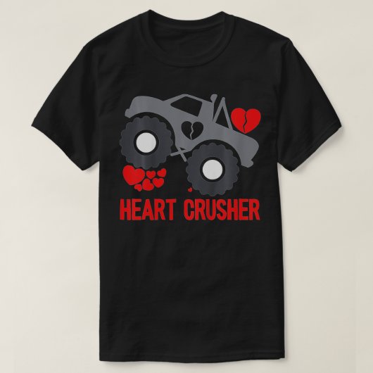 Kinder Heart Monster Truck Crusher Valentijnsdag C T-shirt (Design voorkant)