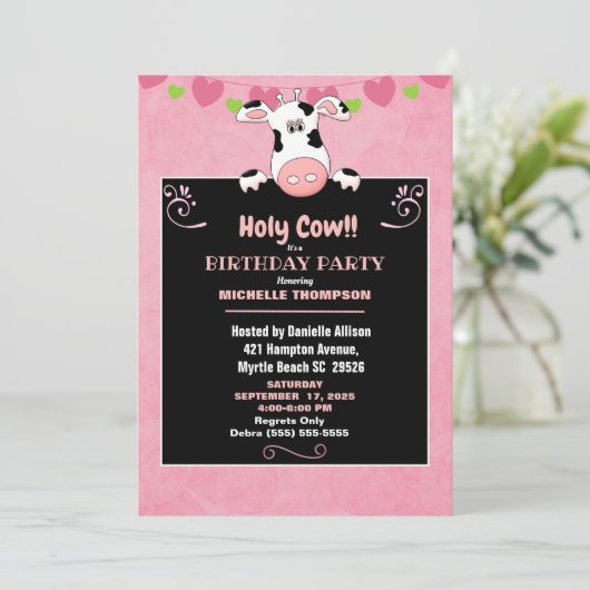 Kinder Heilige Koe Birthday Partij Kaart (Staand voorkant)